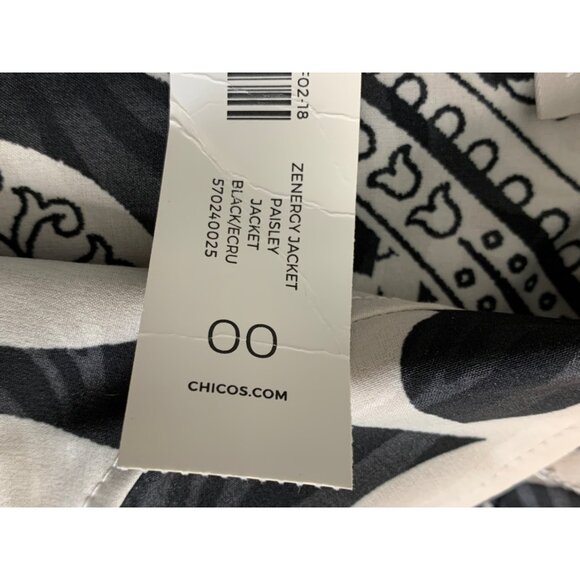 Chico's Zenergy Paisley Jacket Active Zip Size 0/2 US lightweight NWT 7084 - Picture 16 of 16